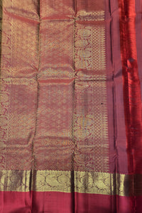 Navy Blue Kanchipuram Silk Saree with Red & Gold Border – Grand & Traditional