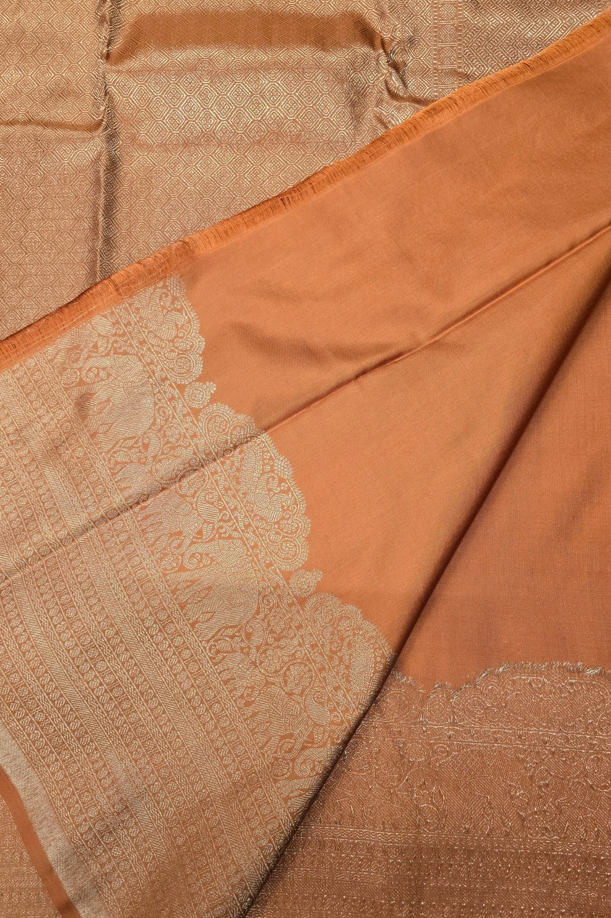 Saddle Brown Kanchipuram Silk Saree – Rich & Classic