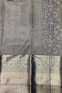 Grey & Black Zigzag Pattern Kanchipuram Silk Saree – Contemporary & Stylish