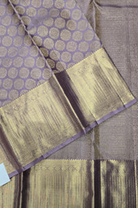 Lavender Kanchipuram Silk Saree with Gold Border – Regal & Timeless