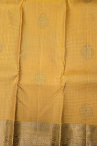 Mustard Yellow Kanchipuram Silk Saree with Pink Border – Bright & Graceful