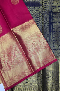 Maroon Kanchipuram Silk Saree with Teal Blue Pallu – Rich & Striking