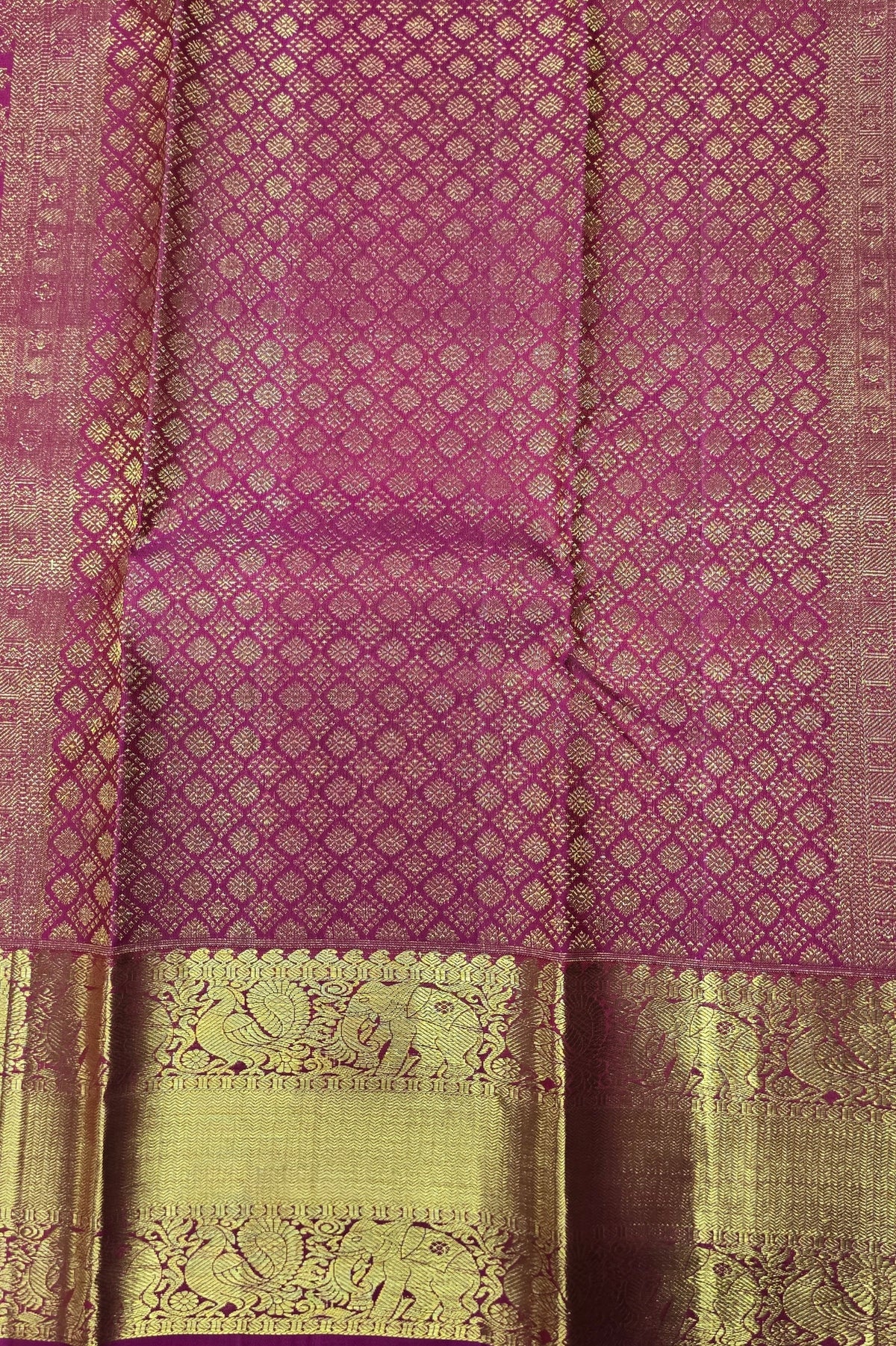 Charcoal black Kanchipuram Silk Saree with Reddish Pink Pallu – Subtle & Elegant