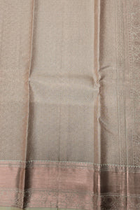Silver Grulla Kanchipuram Silk Saree with Gold Border – Elegant & Timeless