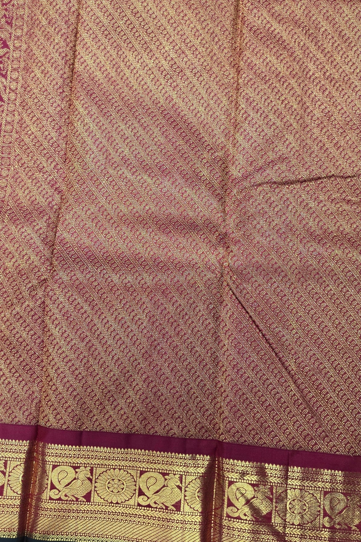 Thulian Pink Kanchipuram Silk Saree with Maroon Border – Charming & Graceful