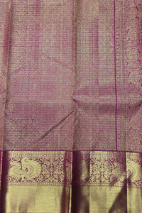 Dark Scarlet Checked Kanchipuram Silk Saree – Bold & Traditional