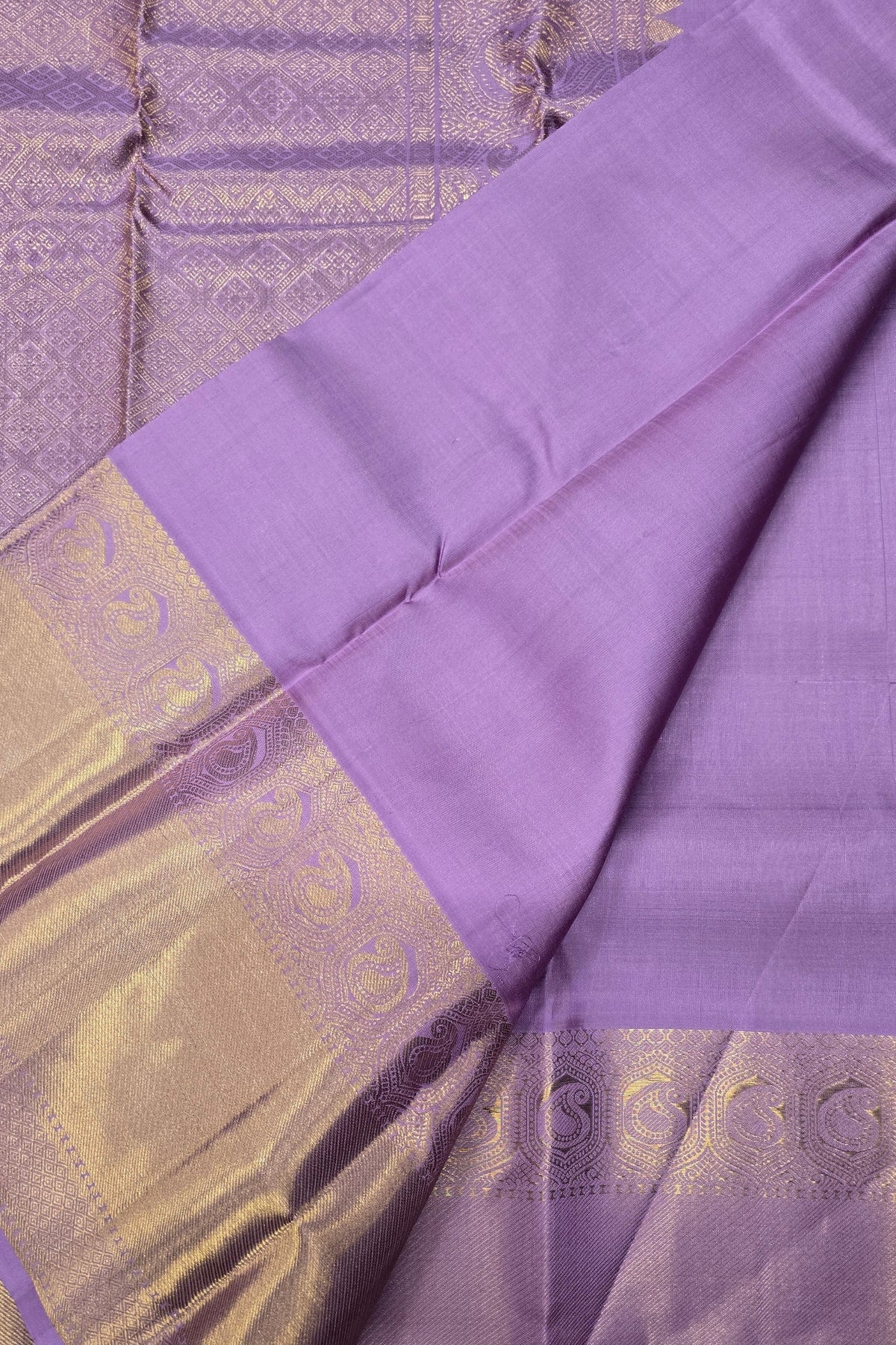 Deep Purple Kanchipuram Silk Saree with Self Zari Border – Regal & Rich