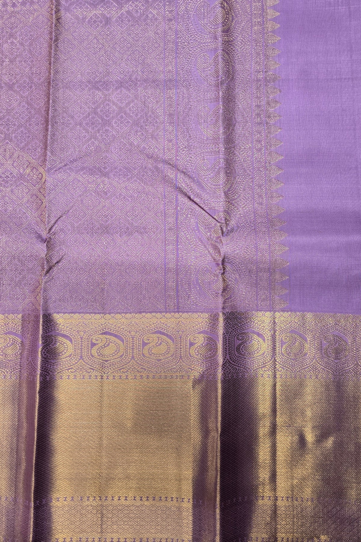 Deep Purple Kanchipuram Silk Saree with Self Zari Border – Regal & Rich