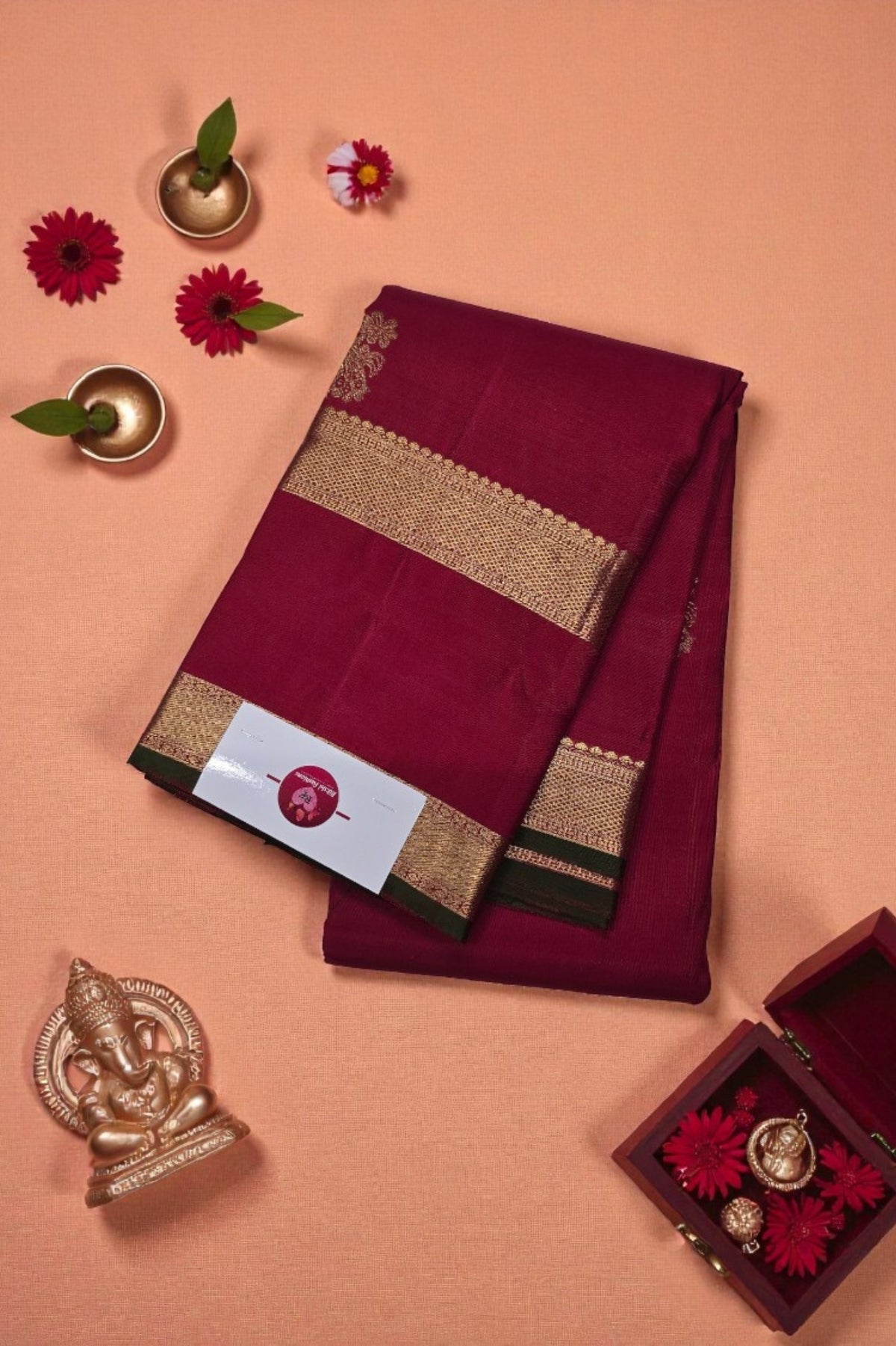 Maroon Kanchipuram Silk Saree – Rich & Regal