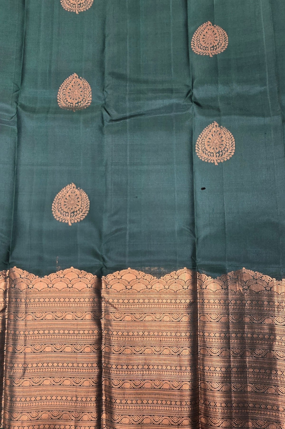 Dark Jungle Green Kanchipuram Silk Saree