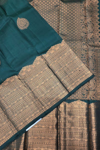 Dark Jungle Green Kanchipuram Silk Saree