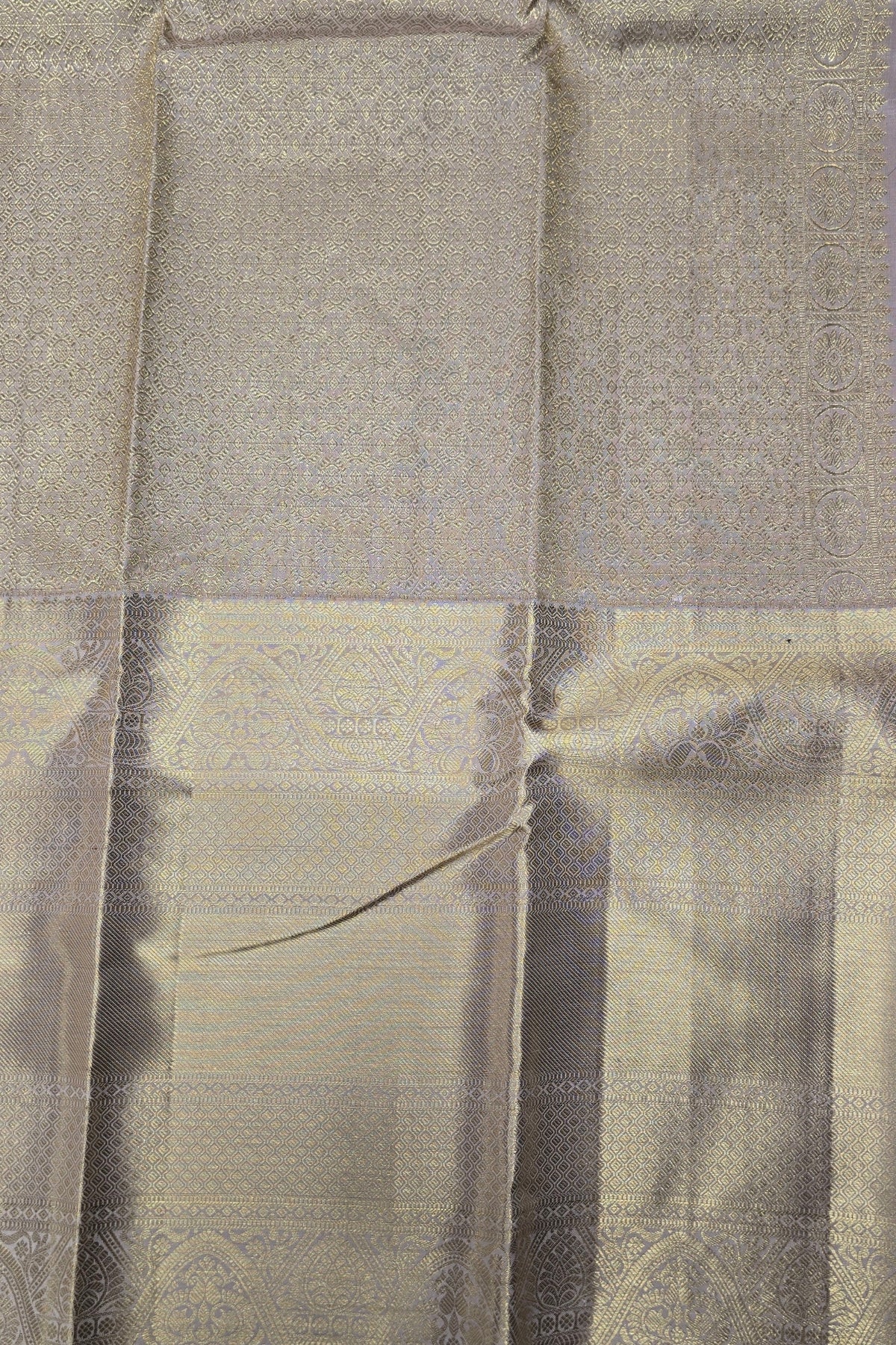 Beige Kanchipuram Silk Saree with Maroon Pallu – Classic & Timeless
