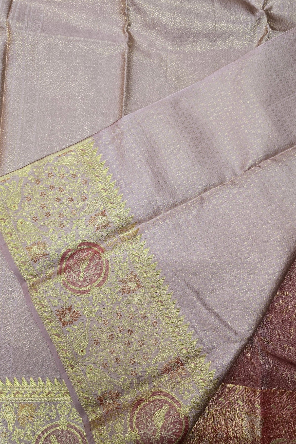 Coffee Brown Kanchipuram Silk Saree with Grey Border – Warm & Sophisticated