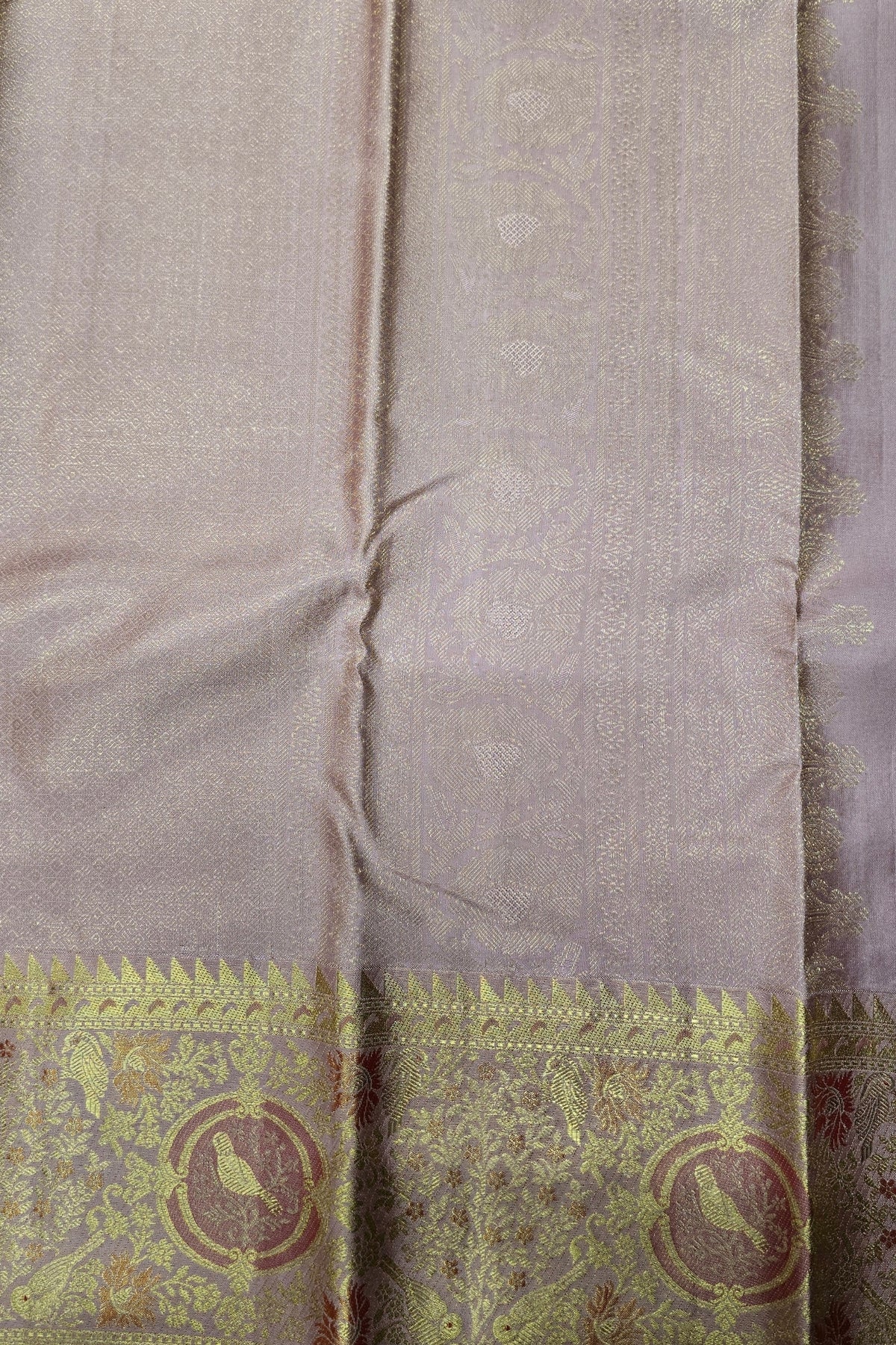Coffee Brown Kanchipuram Silk Saree with Grey Border – Warm & Sophisticated