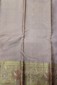 Coffee Brown Kanchipuram Silk Saree with Grey Border – Warm & Sophisticated
