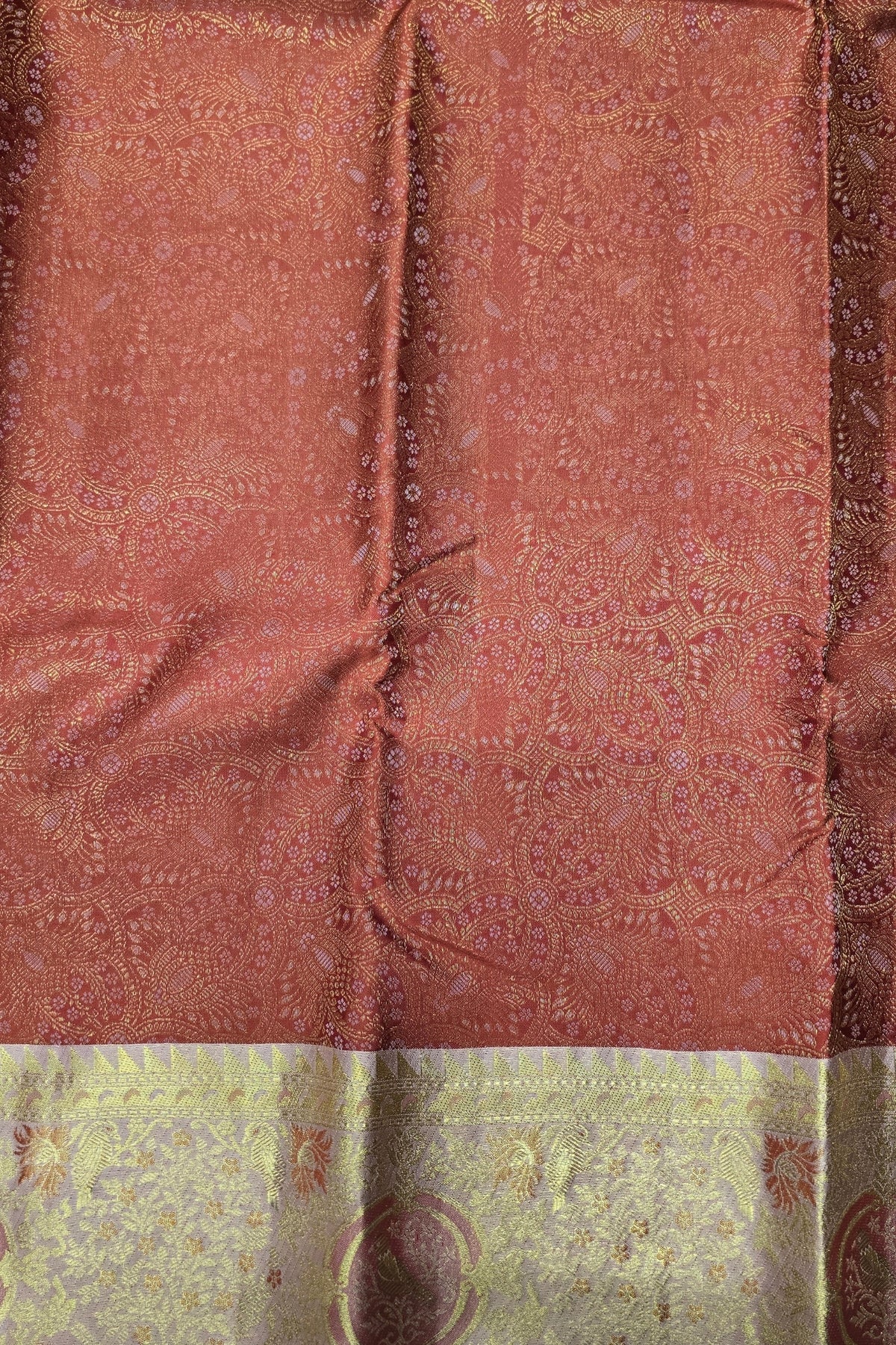 Coffee Brown Kanchipuram Silk Saree with Grey Border – Warm & Sophisticated