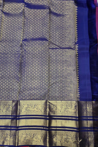 Traditional saree with blue and gold patterns