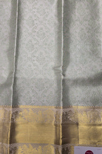 Gray Kanchipuram Silk Saree with Gold Border – Subtle & Regal