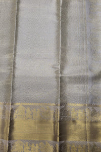 Gray Kanchipuram Silk Saree with Gold Border – Subtle & Regal