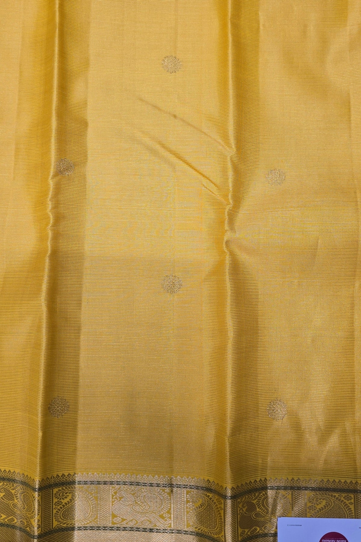 Yellow Kanchipuram Silk Saree with Grey Pallu – Bright & Graceful