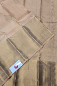 Light Taupe Beige Kanchipuram Silk Saree
