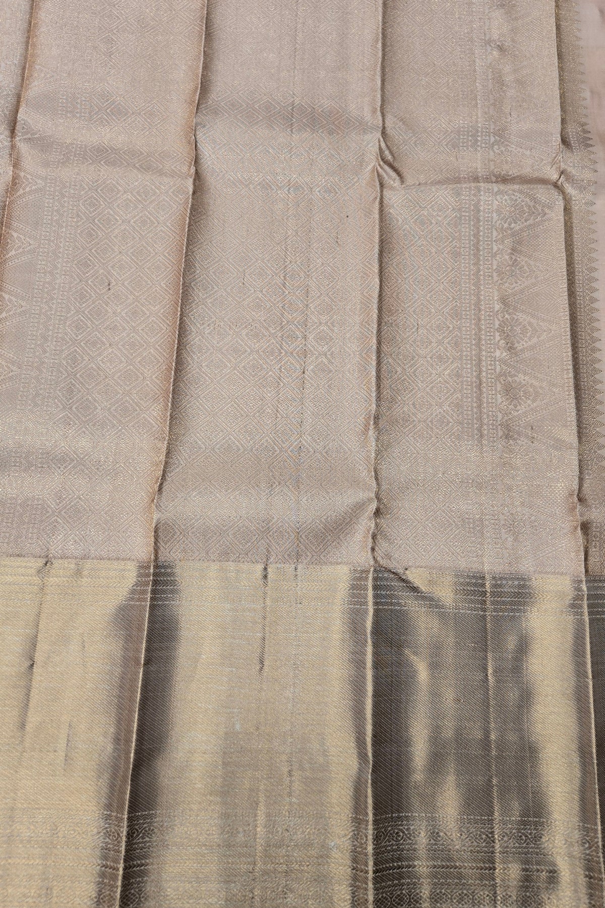 Light Taupe Beige Kanchipuram Silk Saree
