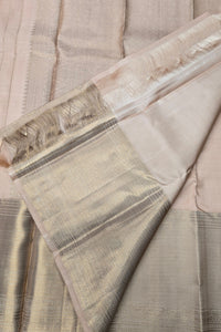 Light Taupe Beige Kanchipuram Silk Saree