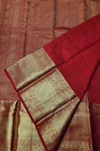 Red Kanchipuram Silk Saree with Gold Border - Elegance