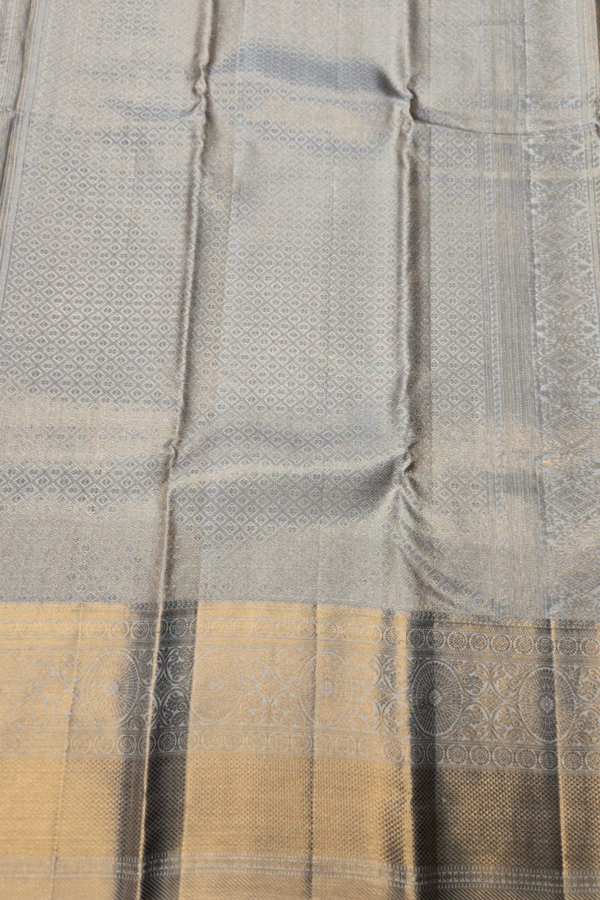 Charcoal Black Saree with Purple Floral Design