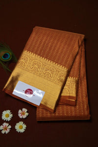 Saddle Brown Kanchipuram Silk Saree with Gold Border