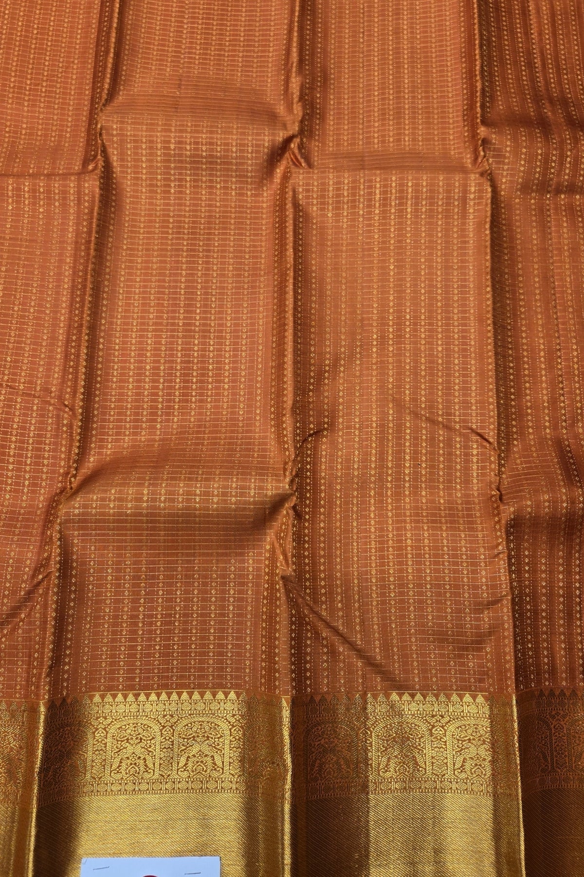 Saddle Brown Kanchipuram Silk Saree with Gold Border
