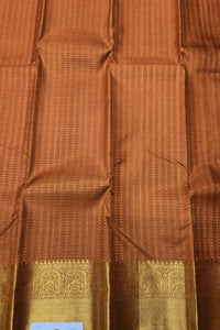 Saddle Brown Kanchipuram Silk Saree with Gold Border