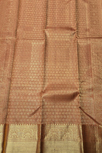 Saddle Brown Kanchipuram Silk Saree with Gold Border