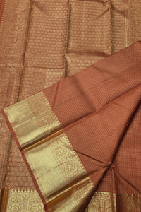 Saddle Brown Kanchipuram Silk Saree with Gold Border