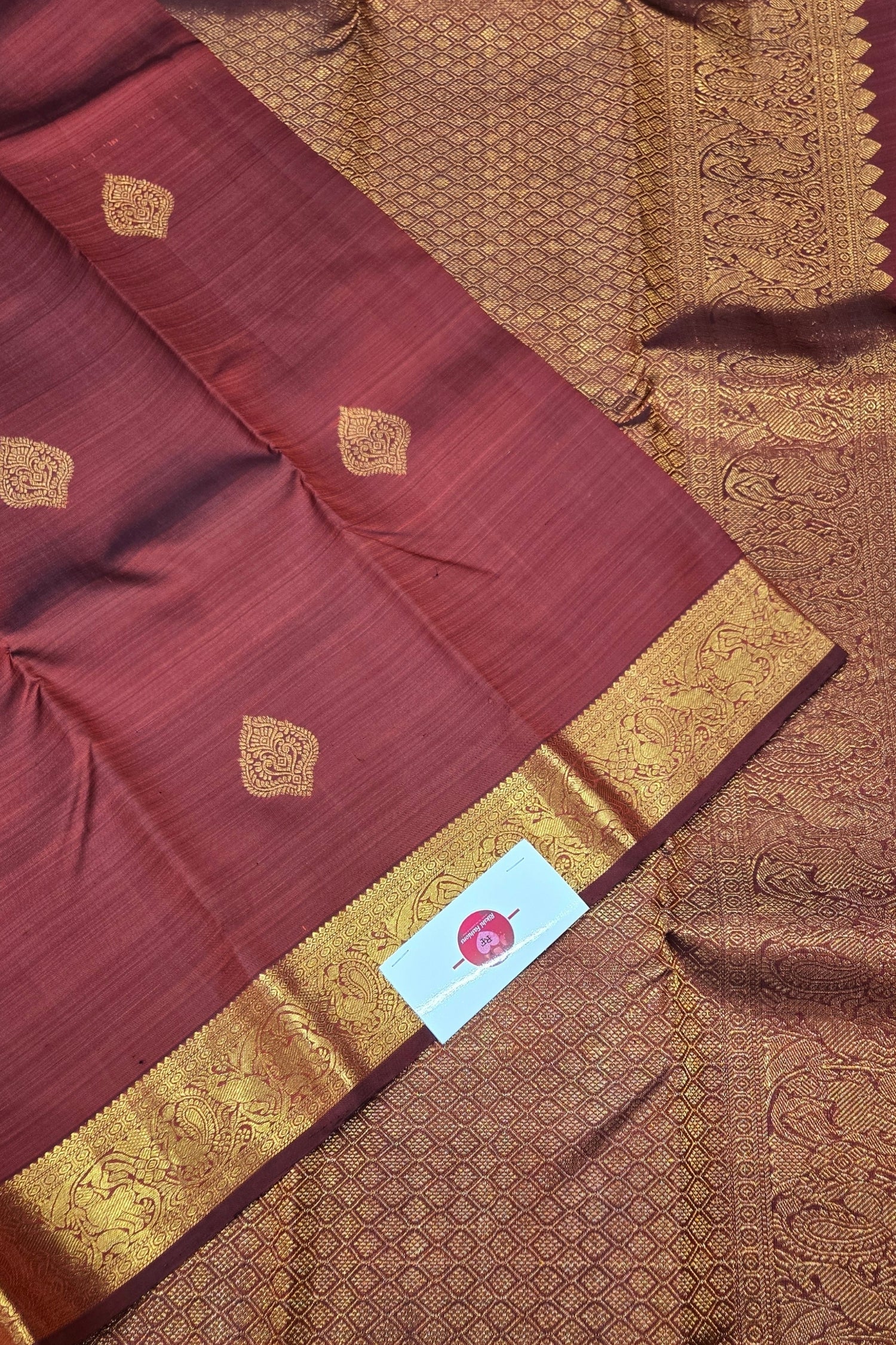 Regal Maroon Kanchipuram Silk Saree with Gold Border