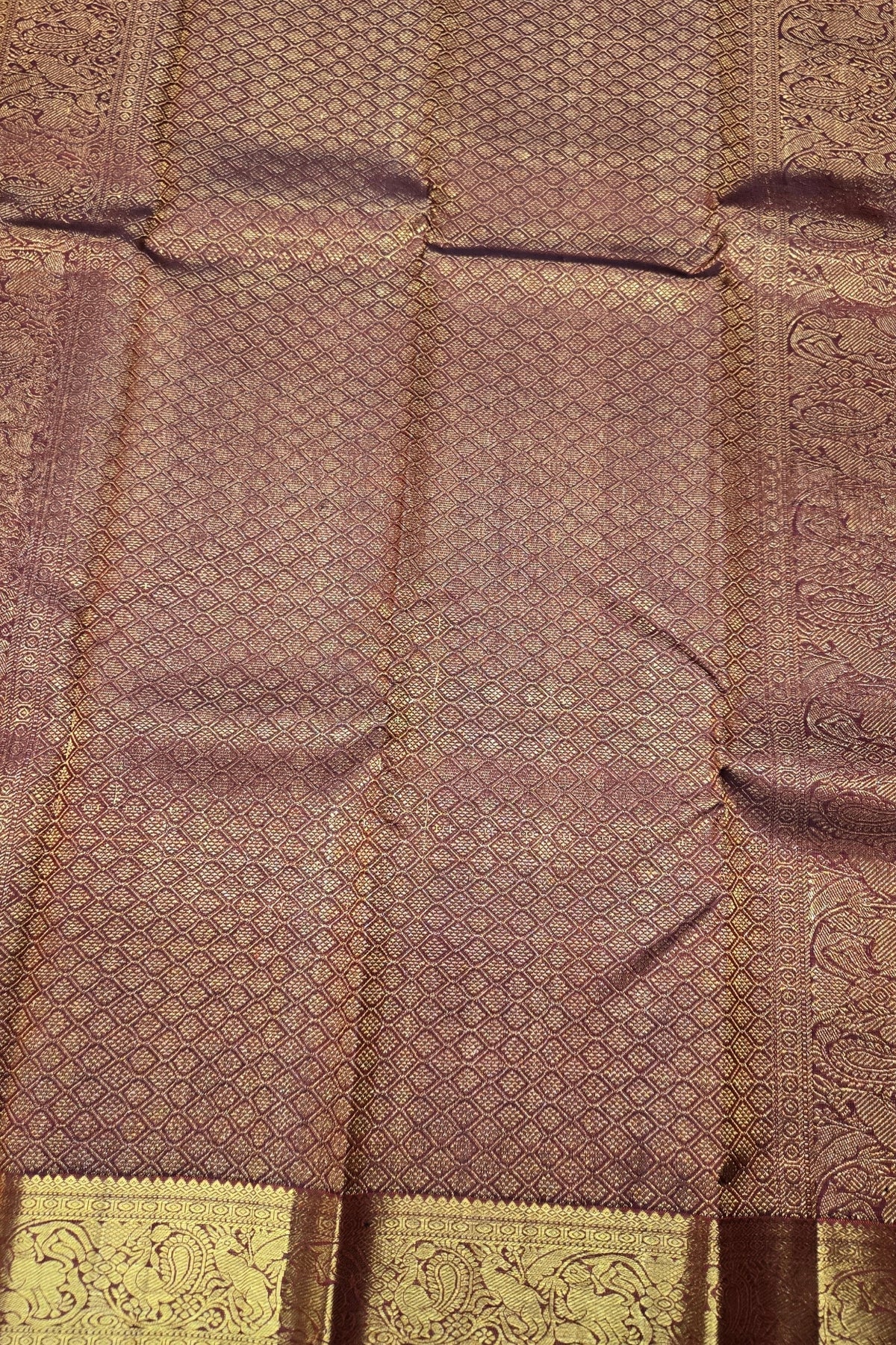 Regal Maroon Kanchipuram Silk Saree with Gold Border
