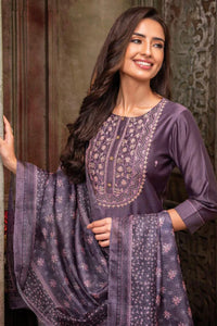 Purple Handwork Embroidered Viscose Salwar Suit