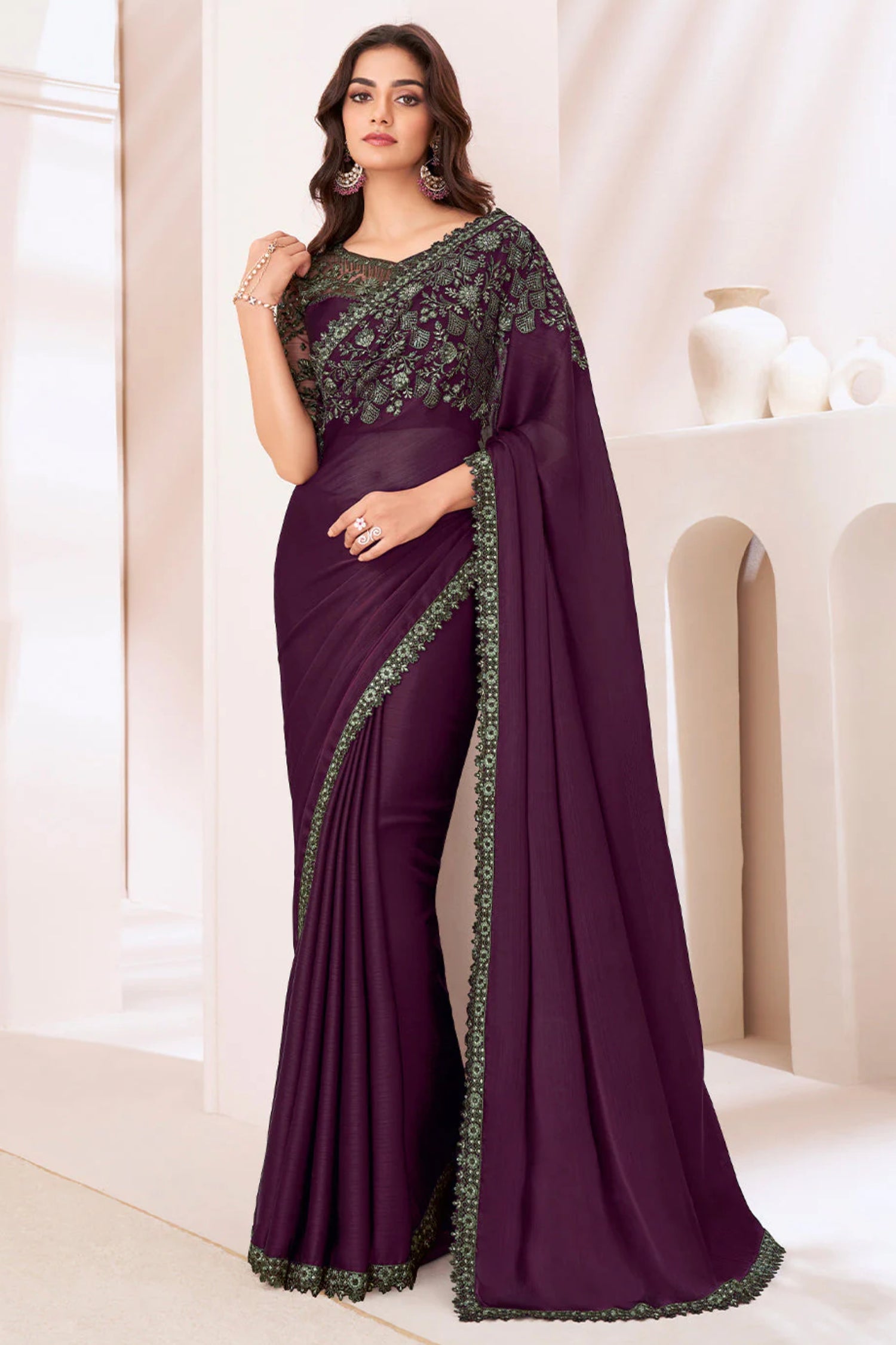 Raisin purple designer saree