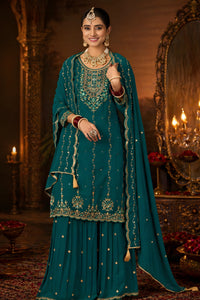 Mastani Green Georgette Sharara Set with Mirror Work & Heavy Dupatta