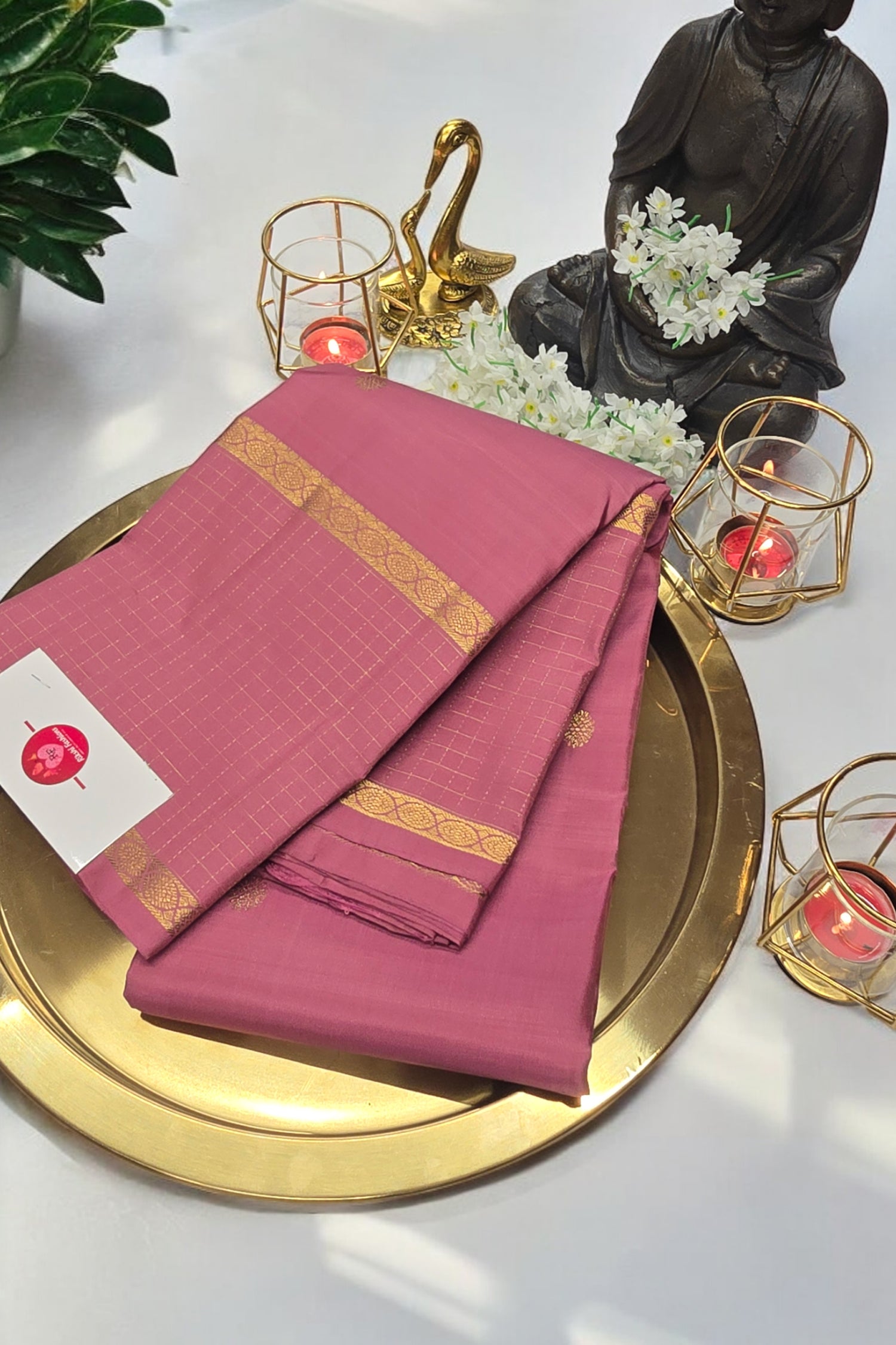 Tulip Pink Kanchipuram Saree