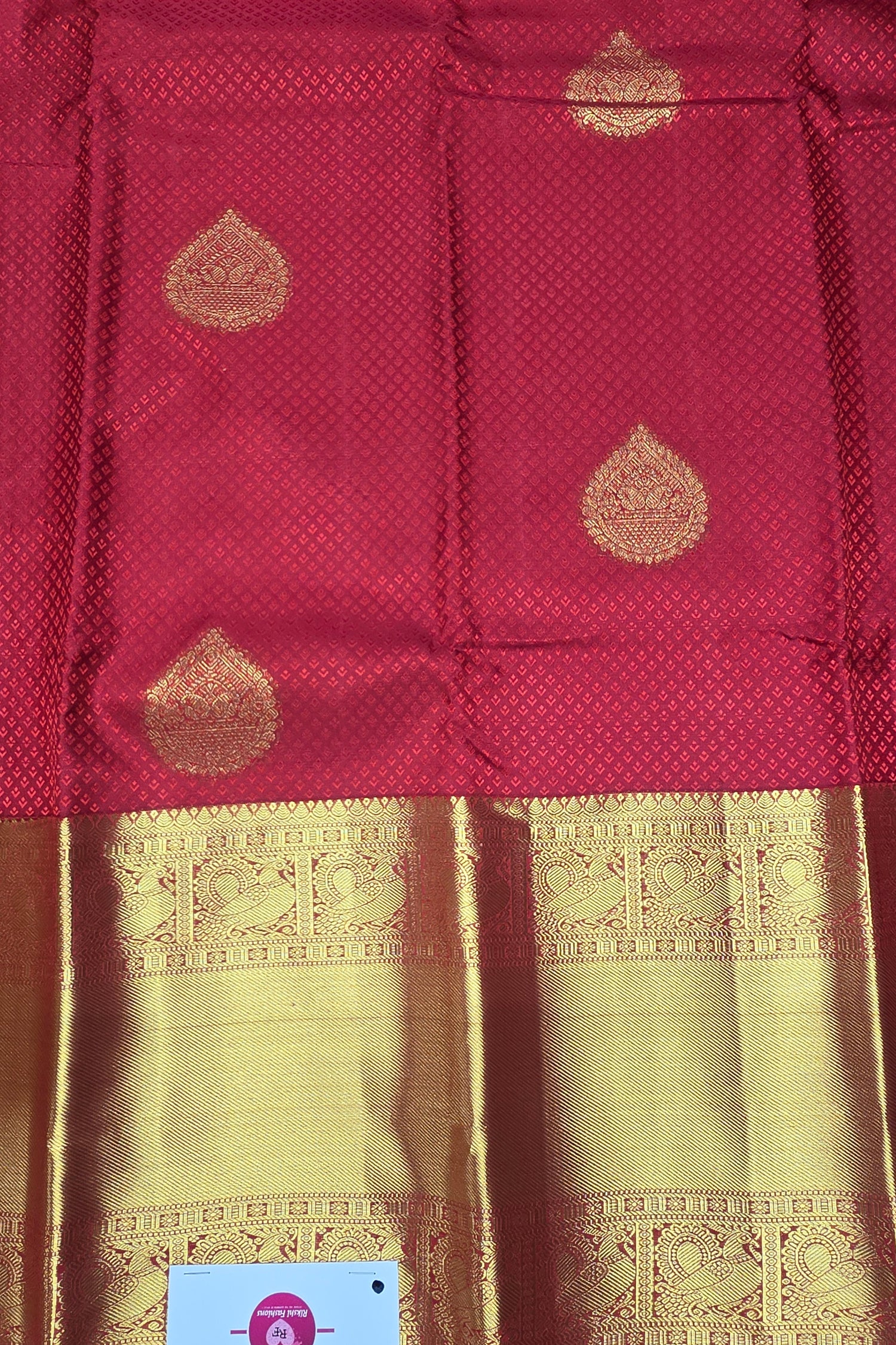 Classic Red Kanjipuram Silk Saree with Golden Zari Border