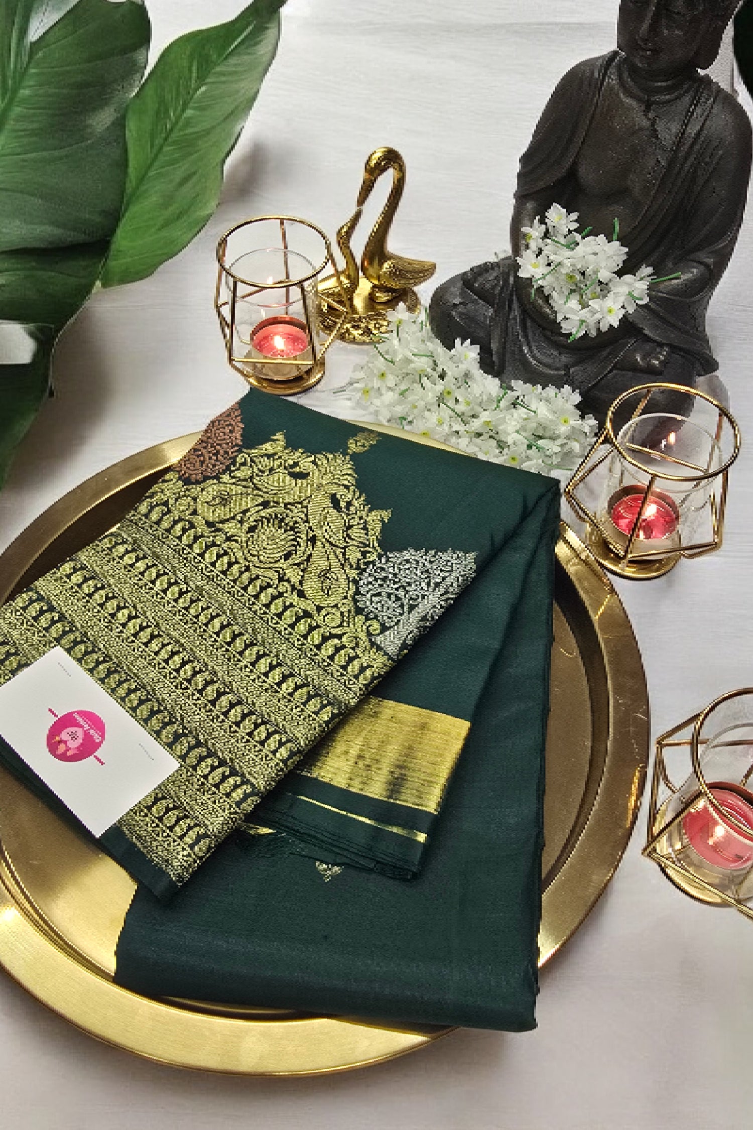 Dark green Kanjipuram Saree