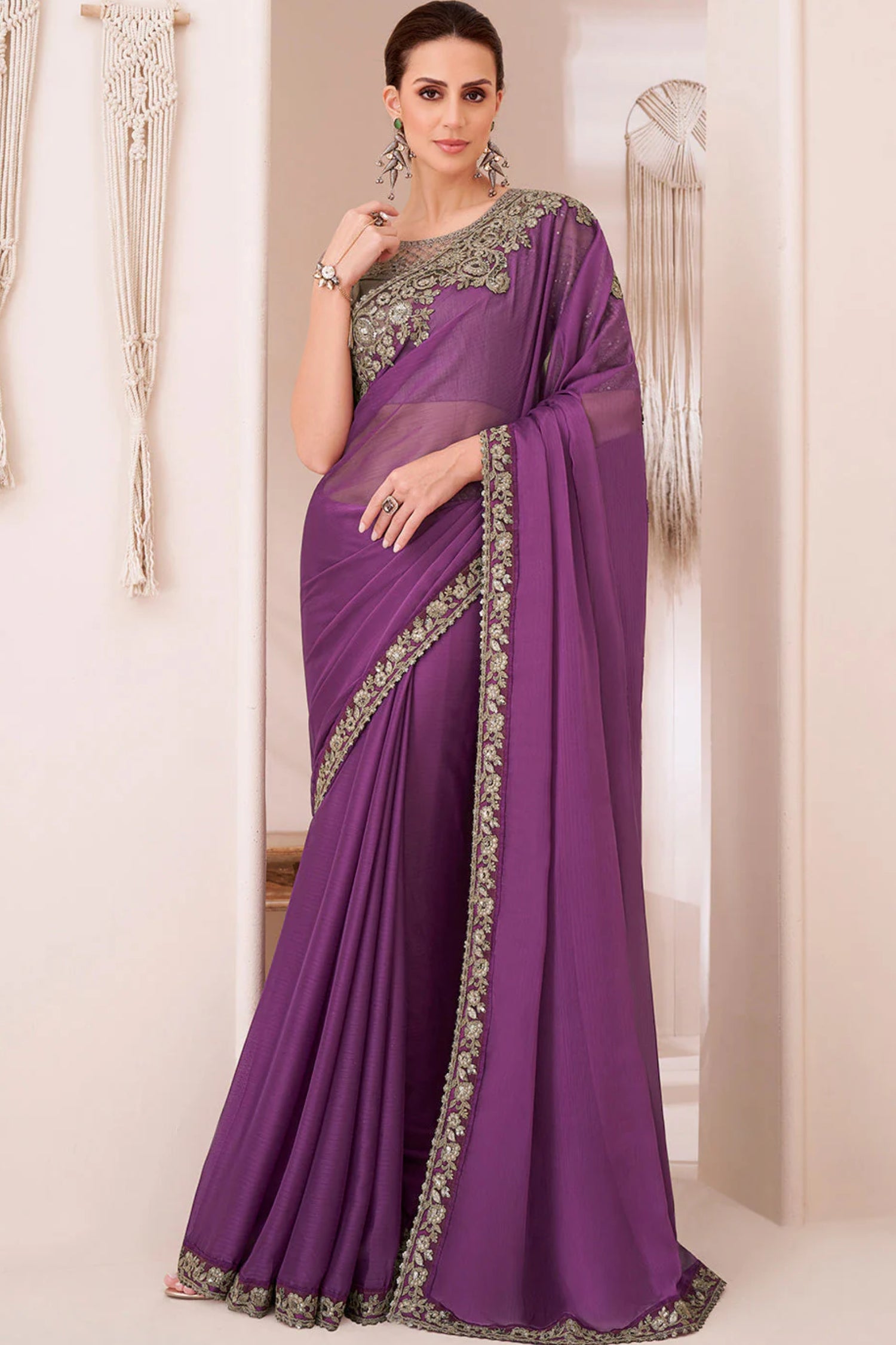 Regal Allure Royal Purple Designer Saree