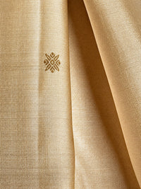 Pale Sandal Silk Saree with Contrasting Blue Border