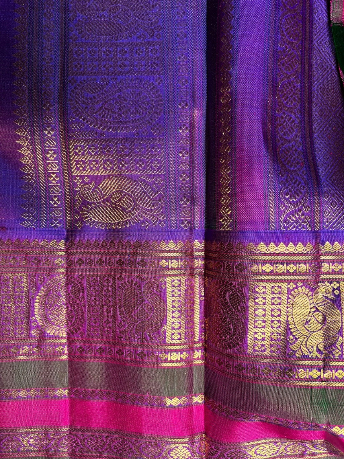 Pale Sandal Silk Saree with Contrasting Blue Border