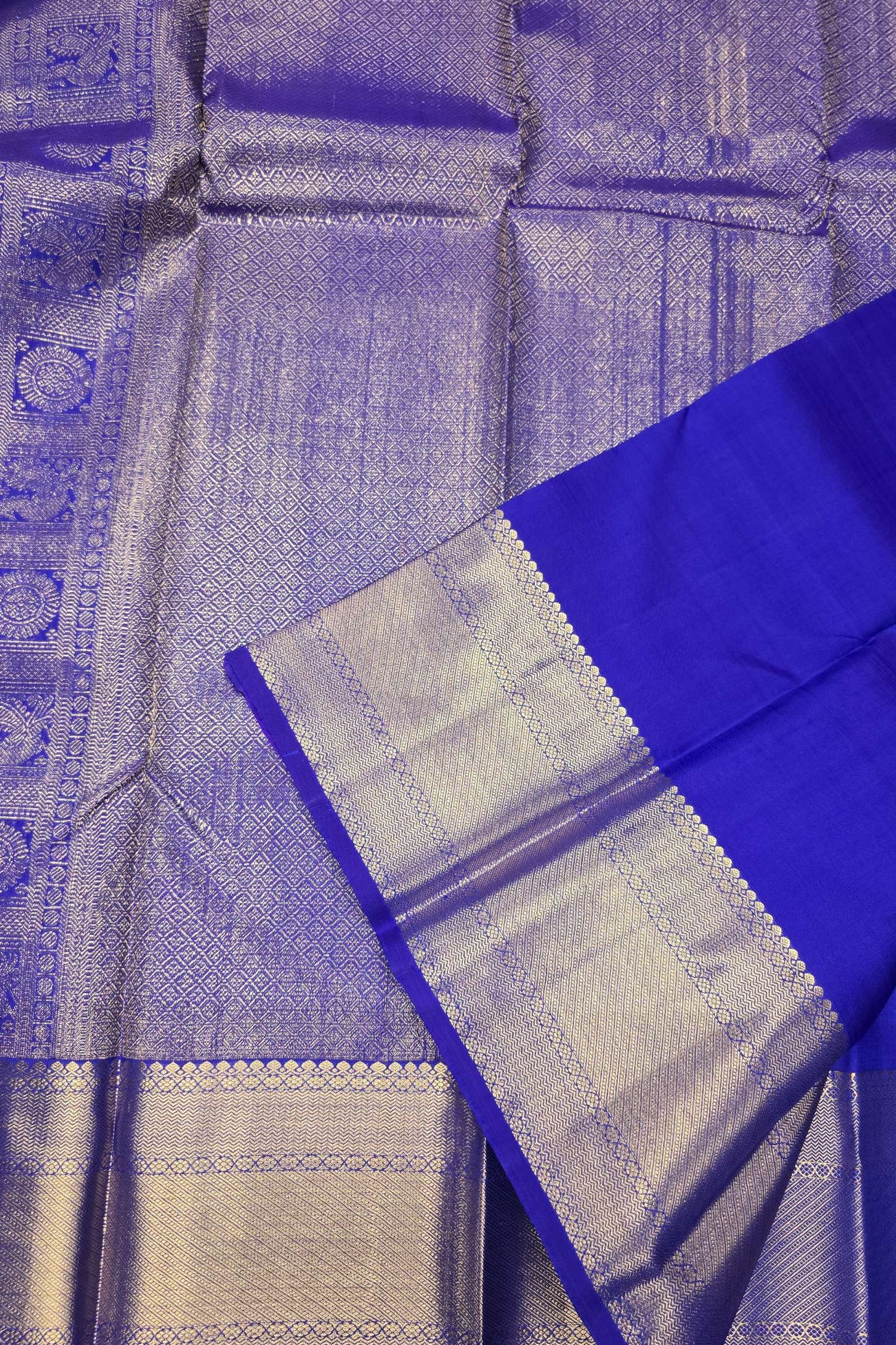Royal Blue Designer Kanchipuram Silk Saree with Intricate Zari Work