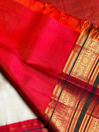 Ivory Cream with a Rich Maroon-Red and Antique Gold Zari Border