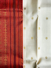 Ivory Cream with a Rich Maroon-Red and Antique Gold Zari Border