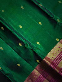 Dark Green and Burgundy Silk Saree – A Fusion of Rich