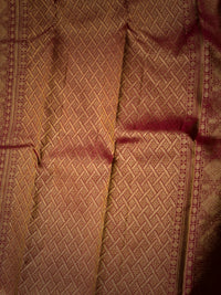 Dark Green and Burgundy Silk Saree – A Fusion of Rich